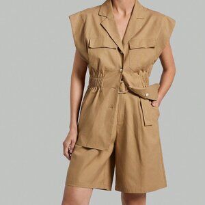 Khaki Chic Timeless Women's Single-Breasted Flip Pocket Shirt